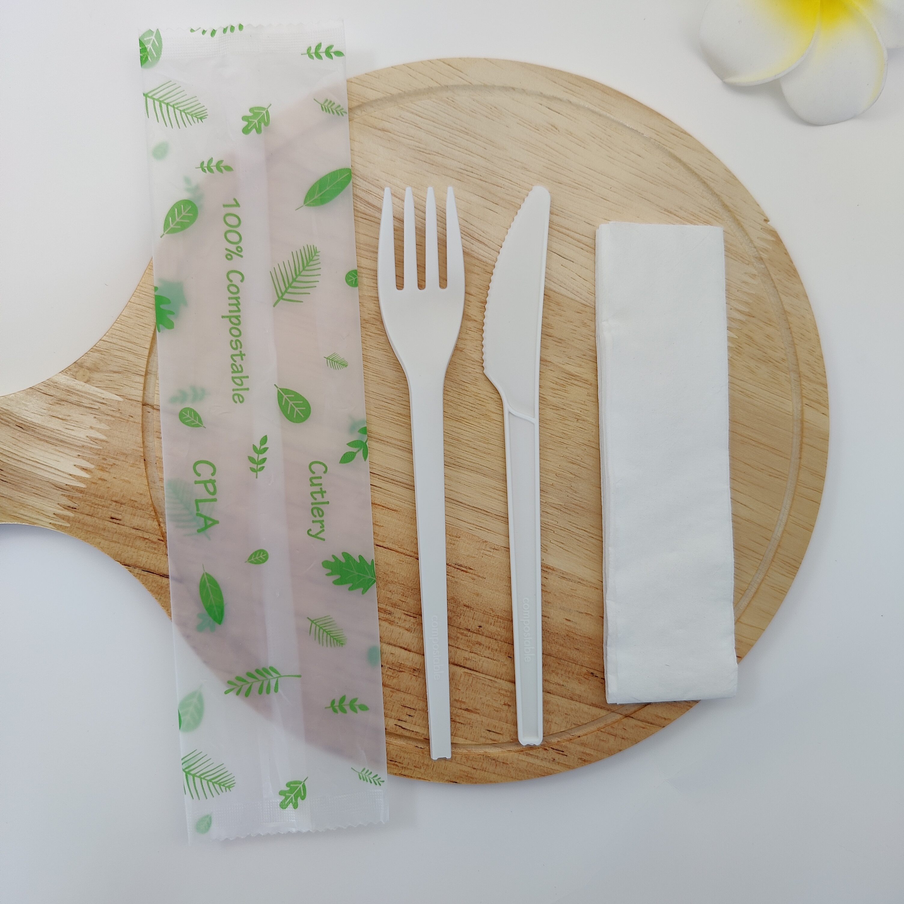 GreenWorks 7" Heavy-duty Compostable Cutlery Kits, BPI Certified, 200 Sets (Fork, Spoon,Knife,Napkin 4 In 1) Individually Wrapped With Compostable Bags,Alternative To Plastic Disposable Utensils